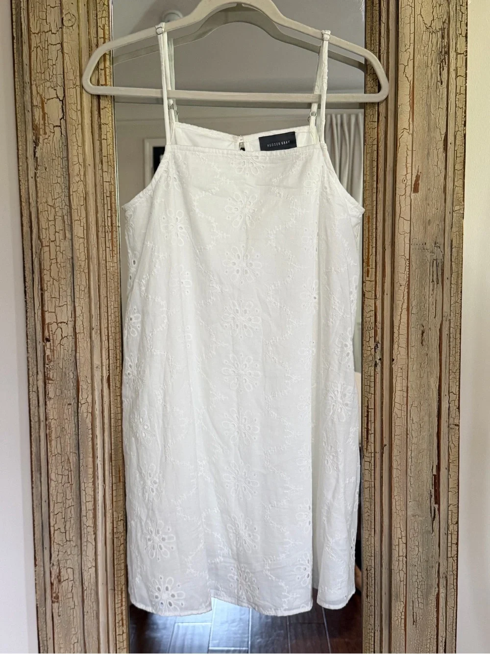 NWOT White Eyelet Mini Dress with Adjustable Straps